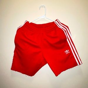 Red adidas shorts